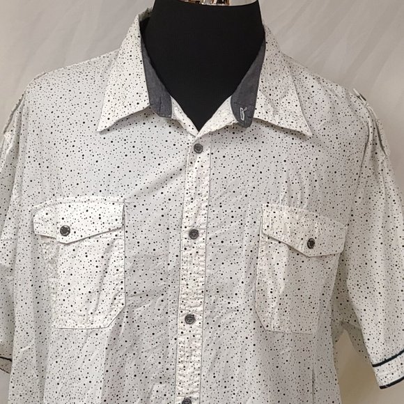 Truth Substance Common Sense Mens 4X White Polka Dot Short Sleeve Shirt - Picture 3 of 11